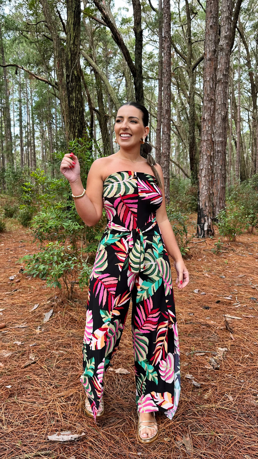 Black Floral Jumpsuit Set (Backorder)