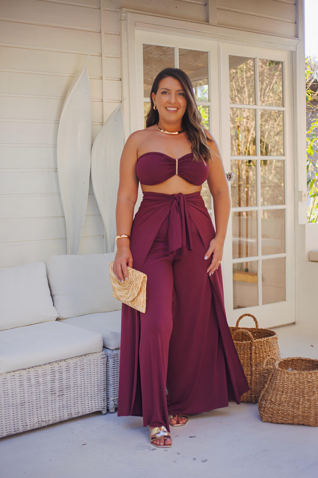 Burgundy Pants & Jumpsuit Set