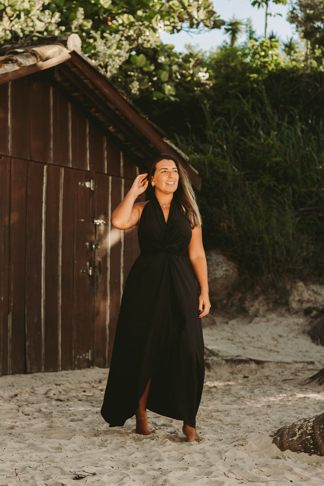 Long Black Wrap Dress