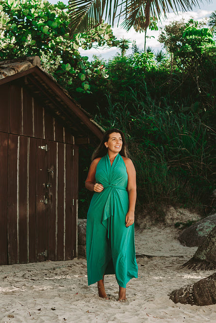 Long Green Wrap Dress