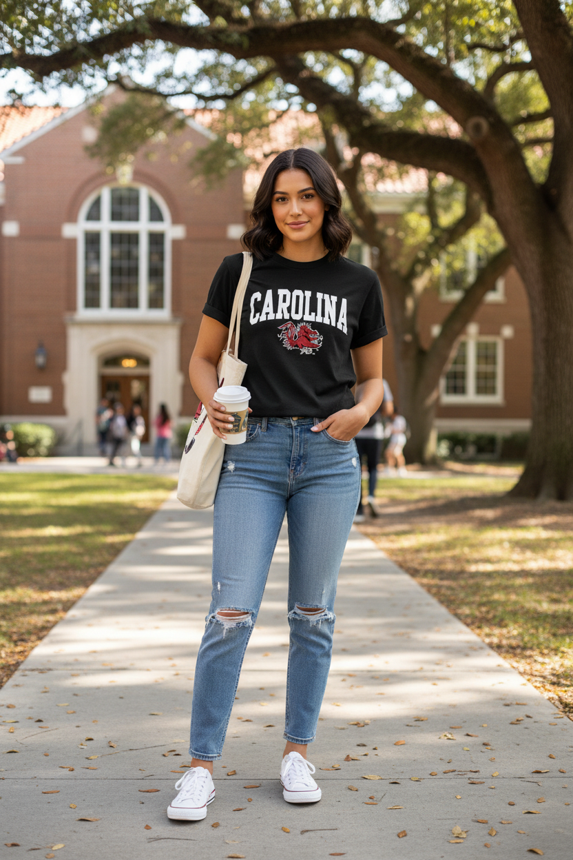 Gamecocks Black T-Shirt College Football Graphic Tee Unisex