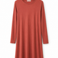Women's Rust Long Sleeve A-Line Swing Dress – Casual Knee-Length Fall Dress