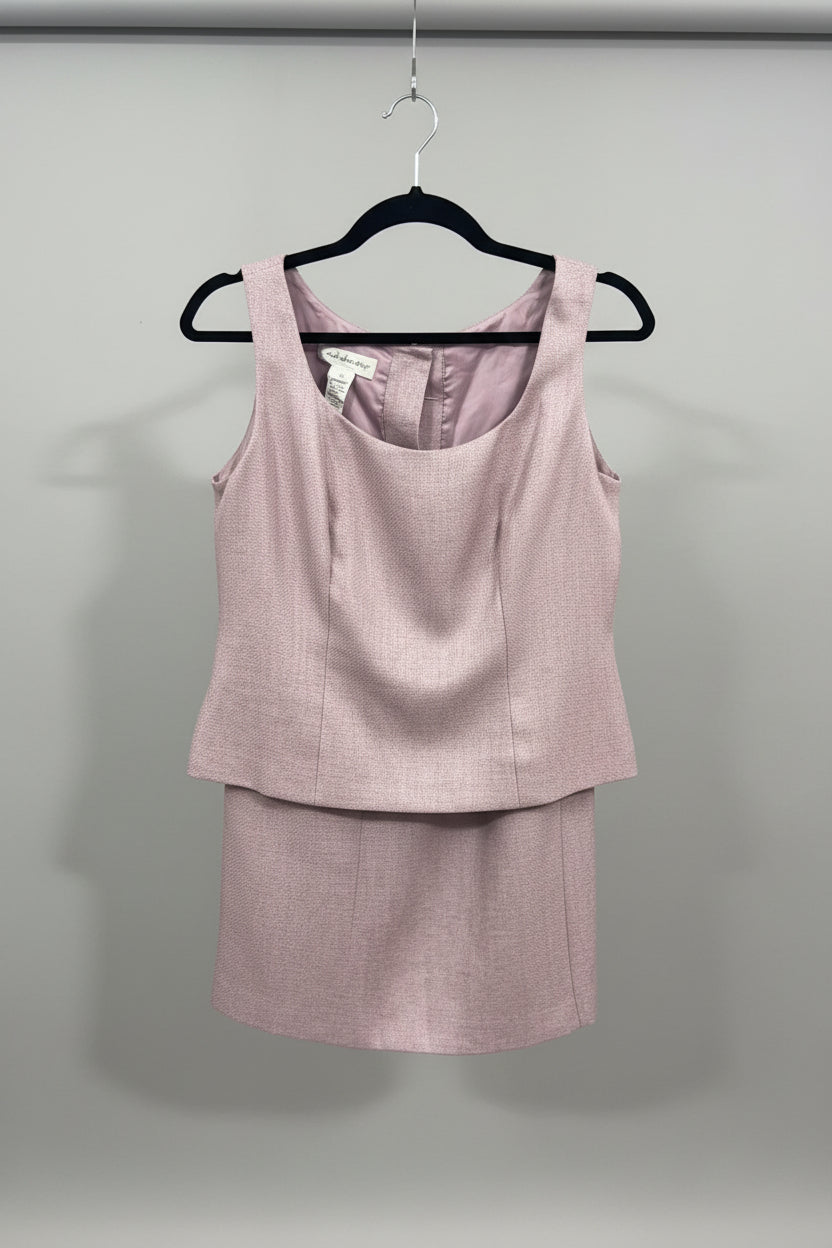 Women's Dusty Pink 3-Piece Suit Set – Blazer, Vest & Matching Skirt